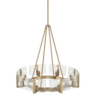 Aenon 8-Light Chandelier in Brushed Champagne Brass with Hammered Water Glass - - Golden Lighting