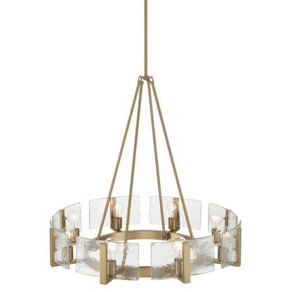 Aenon 8-Light Chandelier in Brushed Champagne Brass with Hammered Water Glass - - Golden Lighting
