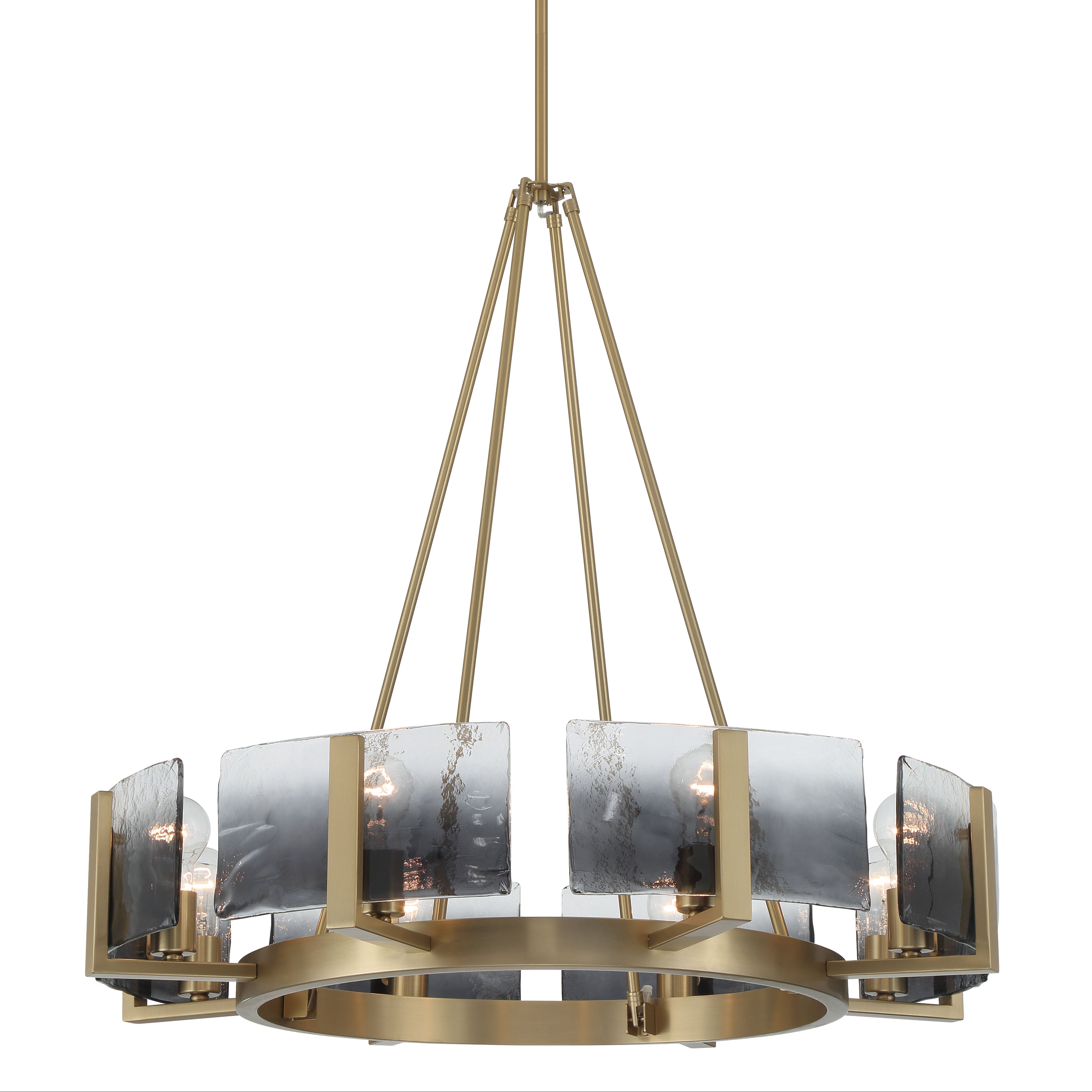 Aenon 8-Light Chandelier in Brushed Champagne Brass with Smokey Water Glass - - Golden Lighting