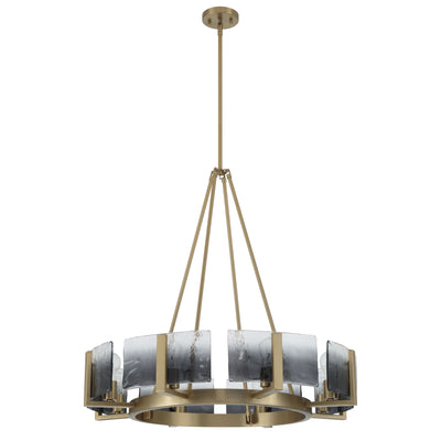 Aenon 8-Light Chandelier in Brushed Champagne Brass with Smokey Water Glass - - Golden Lighting