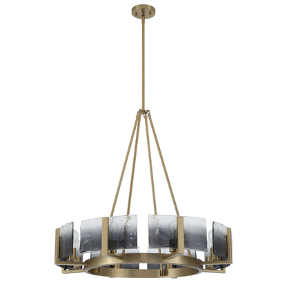 Aenon 8-Light Chandelier in Brushed Champagne Brass with Smokey Water Glass - - Golden Lighting