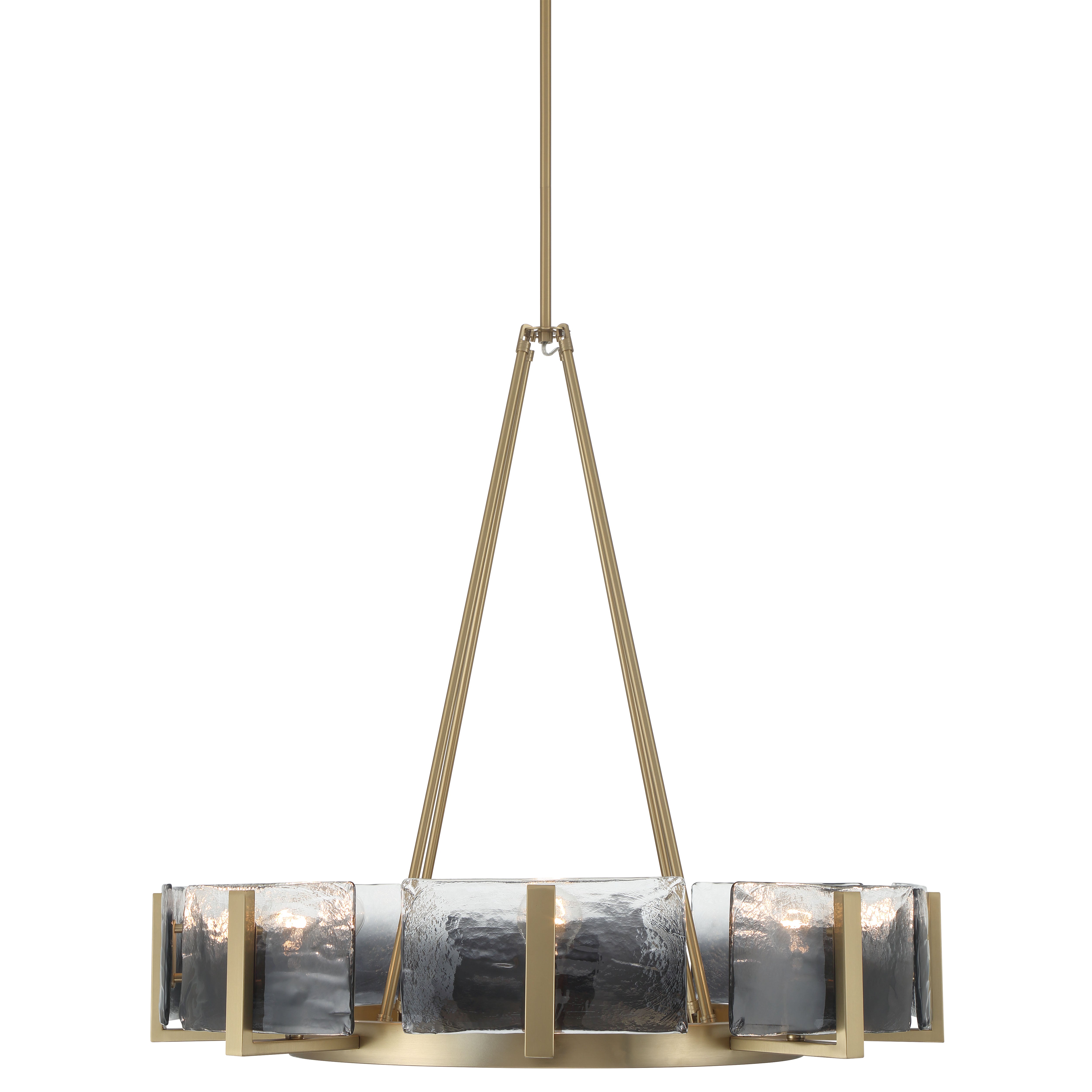 Aenon 8-Light Chandelier in Brushed Champagne Brass with Smokey Water Glass - - Golden Lighting