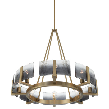 Aenon 8-Light Chandelier in Brushed Champagne Brass with Smokey Water Glass - - Golden Lighting