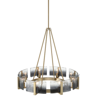 Aenon 8-Light Chandelier in Brushed Champagne Brass with Smokey Water Glass - - Golden Lighting