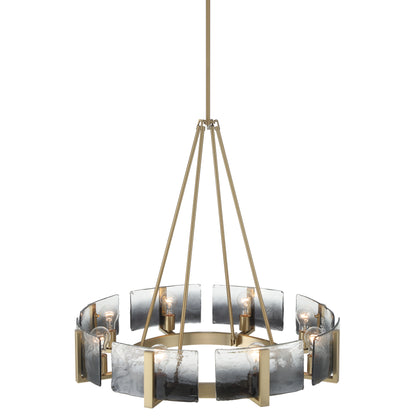 Aenon 8-Light Chandelier in Brushed Champagne Brass with Smokey Water Glass - - Golden Lighting