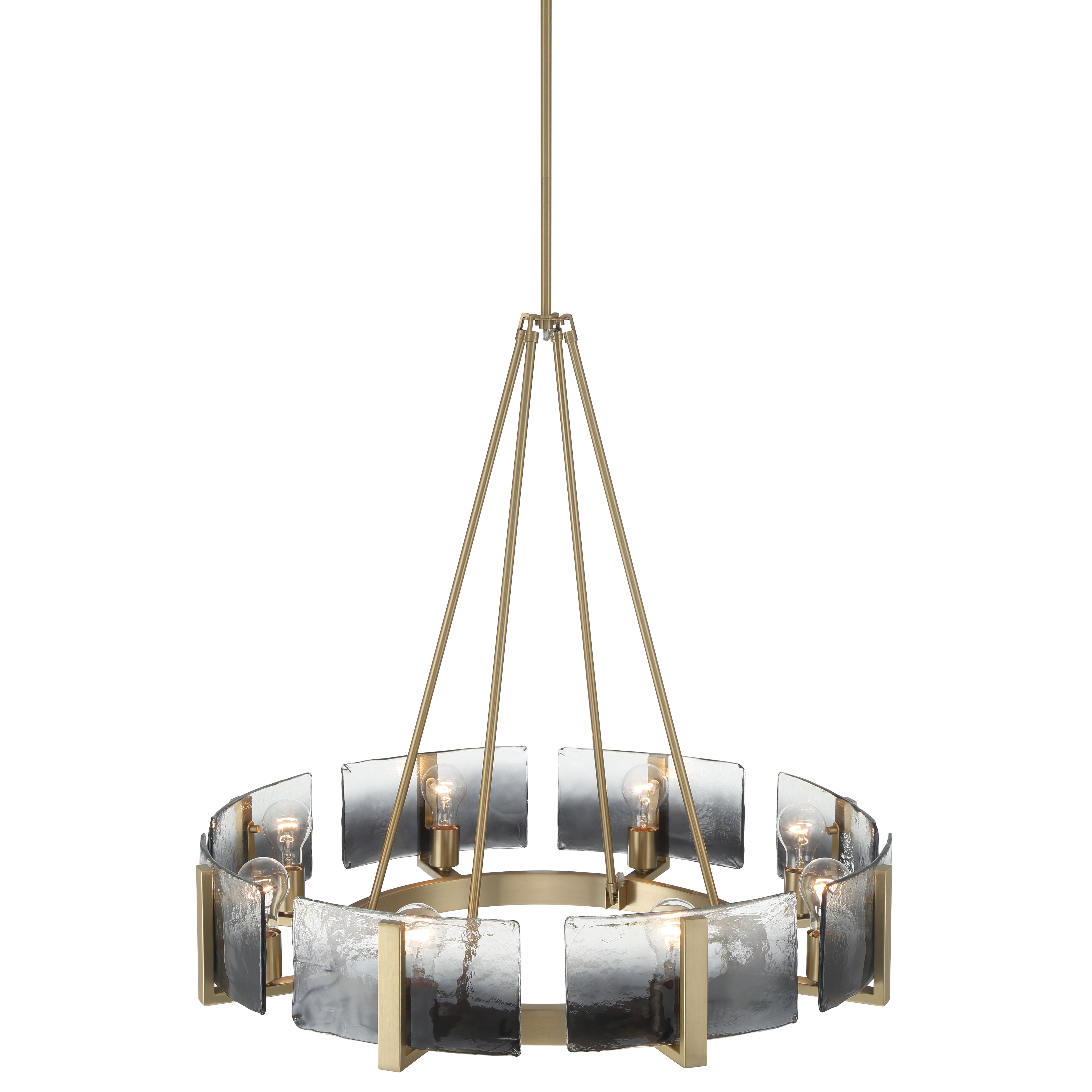 Aenon 8-Light Chandelier in Brushed Champagne Brass with Smokey Water Glass - - Golden Lighting