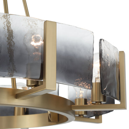 Aenon 8-Light Chandelier in Brushed Champagne Brass with Smokey Water Glass - - Golden Lighting