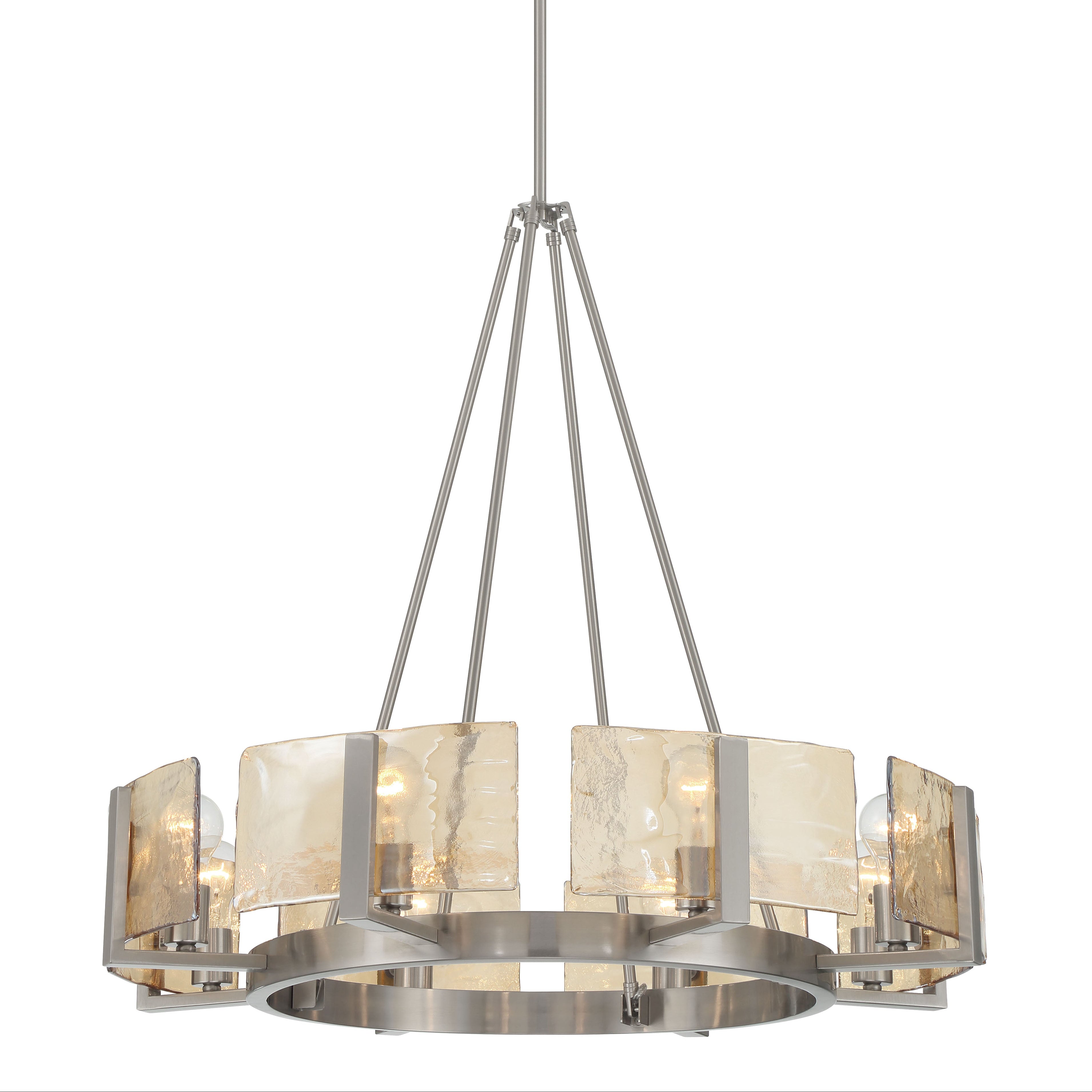 Aenon 8-Light Chandelier in Pewter with Amber Water Glass - - Golden Lighting