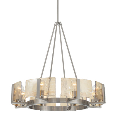 Aenon 8-Light Chandelier in Pewter with Amber Water Glass - - Golden Lighting