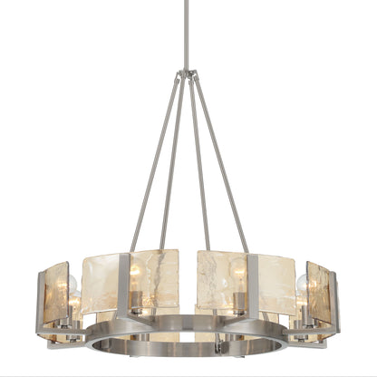 Aenon 8-Light Chandelier in Pewter with Amber Water Glass - - Golden Lighting