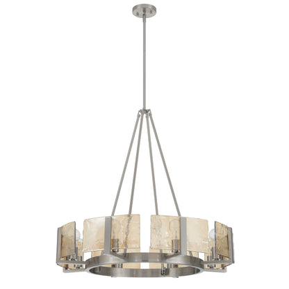 Aenon 8-Light Chandelier in Pewter with Amber Water Glass - - Golden Lighting