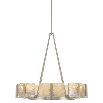Aenon 8-Light Chandelier in Pewter with Amber Water Glass - - Golden Lighting