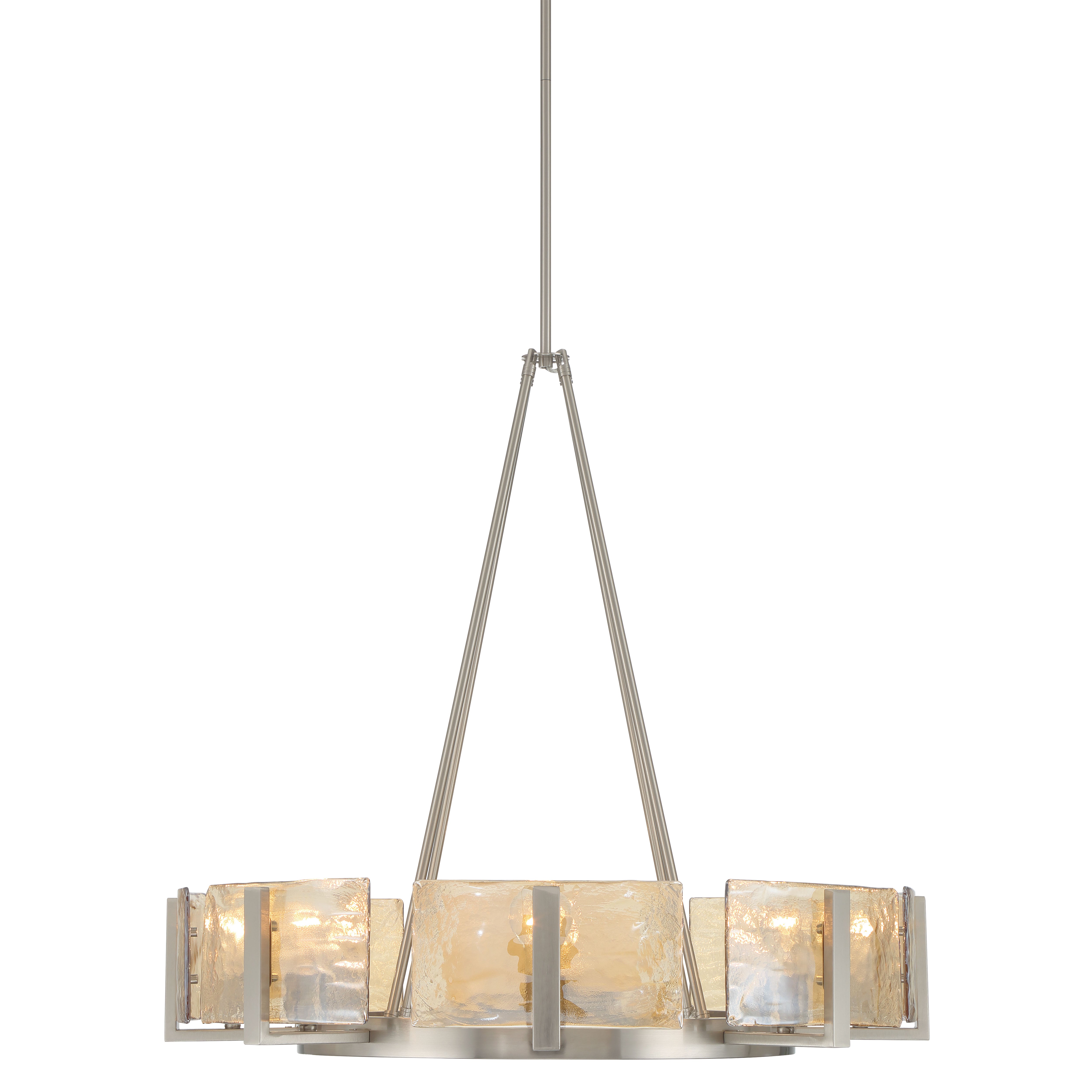 Aenon 8-Light Chandelier in Pewter with Amber Water Glass - - Golden Lighting