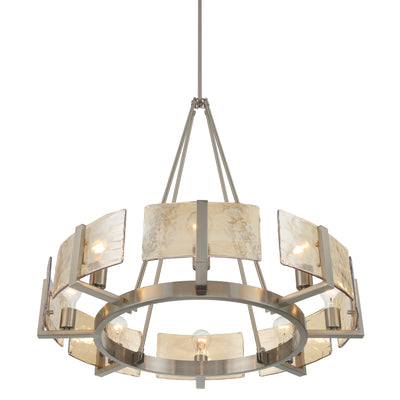 Aenon 8-Light Chandelier in Pewter with Amber Water Glass - - Golden Lighting