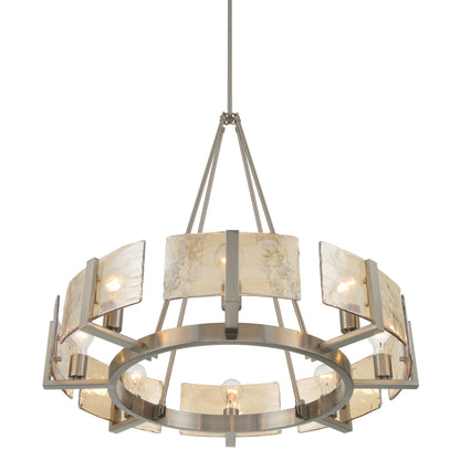 Aenon 8-Light Chandelier in Pewter with Amber Water Glass - - Golden Lighting