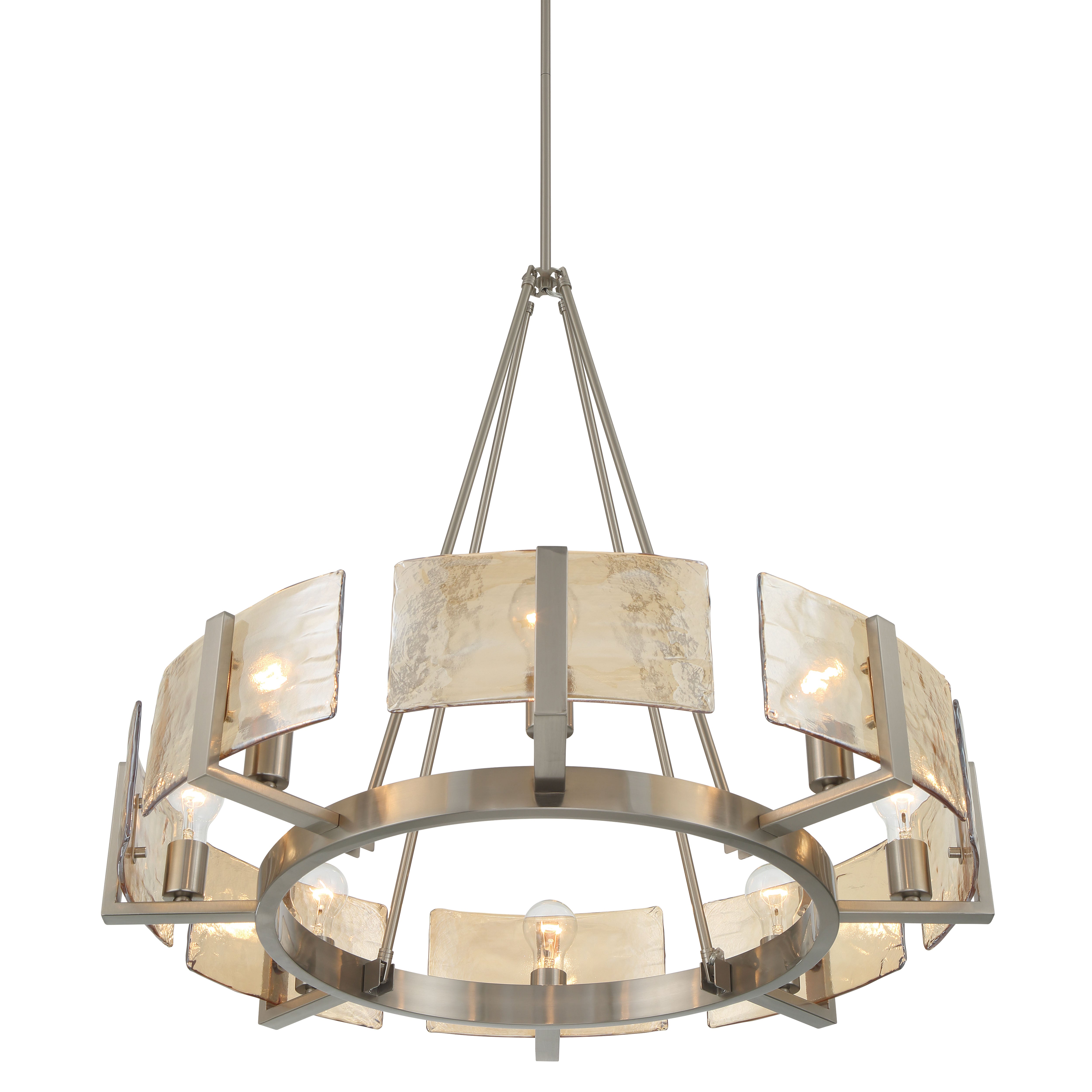 Aenon 8-Light Chandelier in Pewter with Amber Water Glass - - Golden Lighting