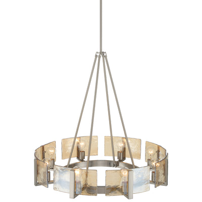 Aenon 8-Light Chandelier in Pewter with Amber Water Glass - - Golden Lighting
