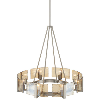 Aenon 8-Light Chandelier in Pewter with Amber Water Glass - - Golden Lighting
