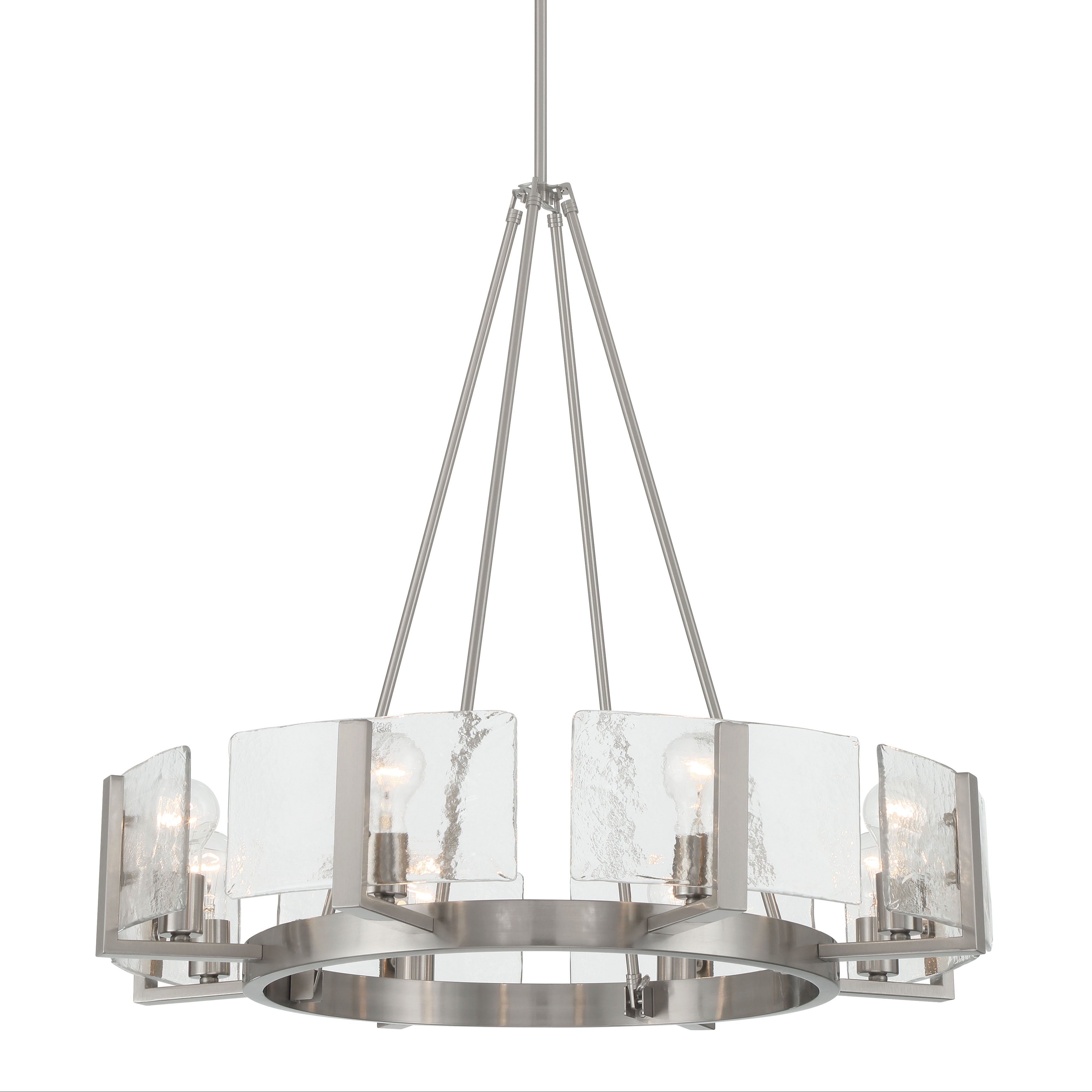 Aenon 8-Light Chandelier in Pewter with Hammered Water Glass - - Golden Lighting