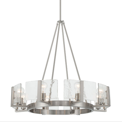 Aenon 8-Light Chandelier in Pewter with Hammered Water Glass - - Golden Lighting