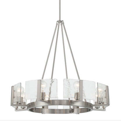 Aenon 8-Light Chandelier in Pewter with Hammered Water Glass - - Golden Lighting