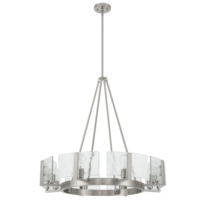Aenon 8-Light Chandelier in Pewter with Hammered Water Glass - - Golden Lighting