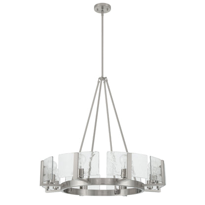 Aenon 8-Light Chandelier in Pewter with Hammered Water Glass - - Golden Lighting