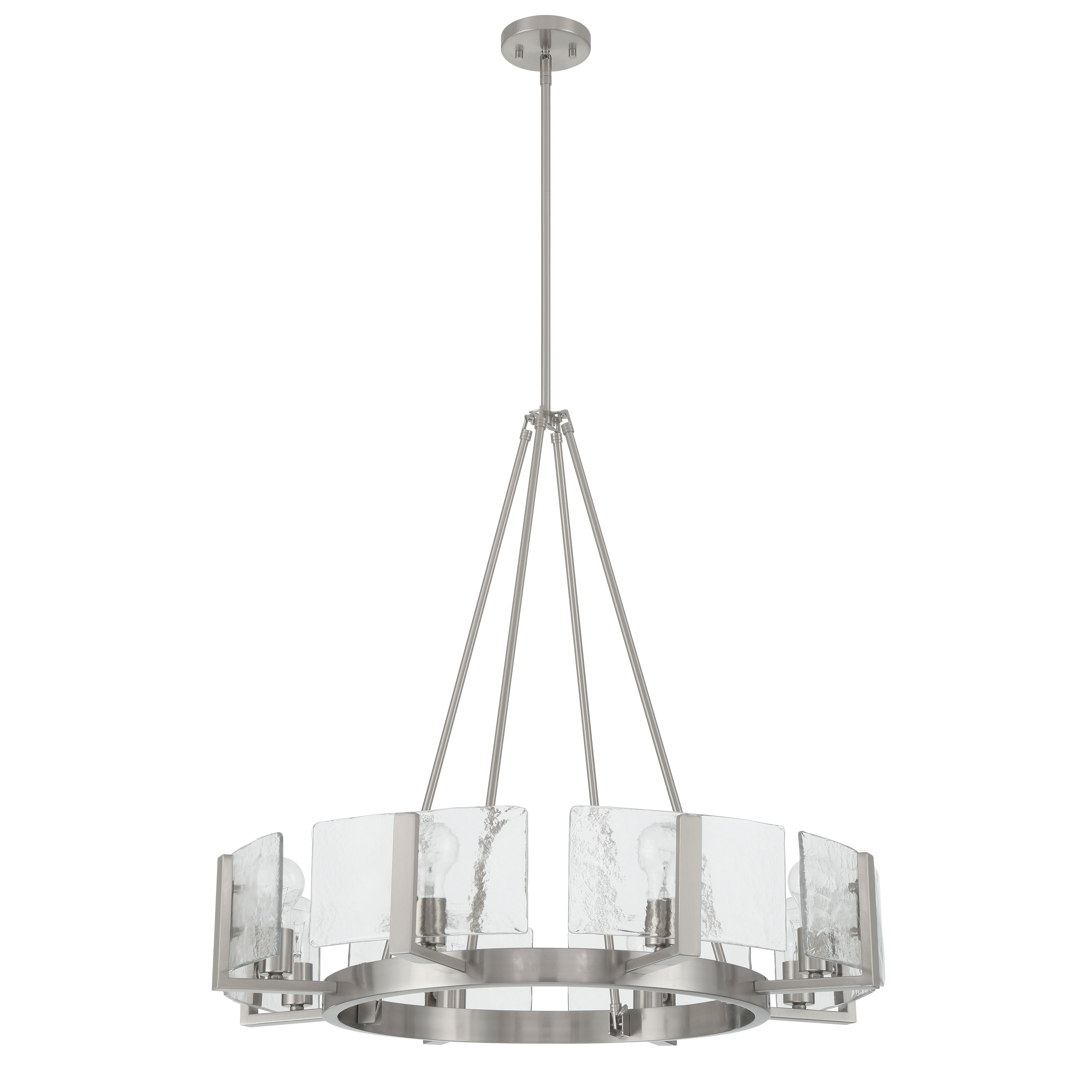Aenon 8-Light Chandelier in Pewter with Hammered Water Glass - - Golden Lighting