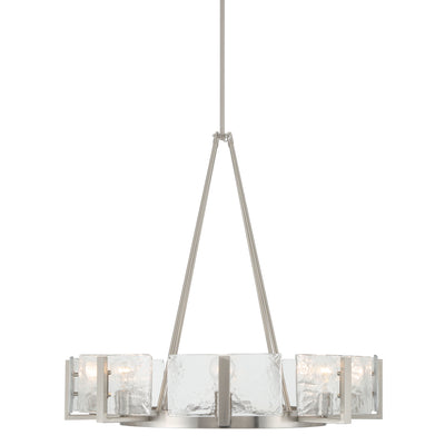 Aenon 8-Light Chandelier in Pewter with Hammered Water Glass - - Golden Lighting