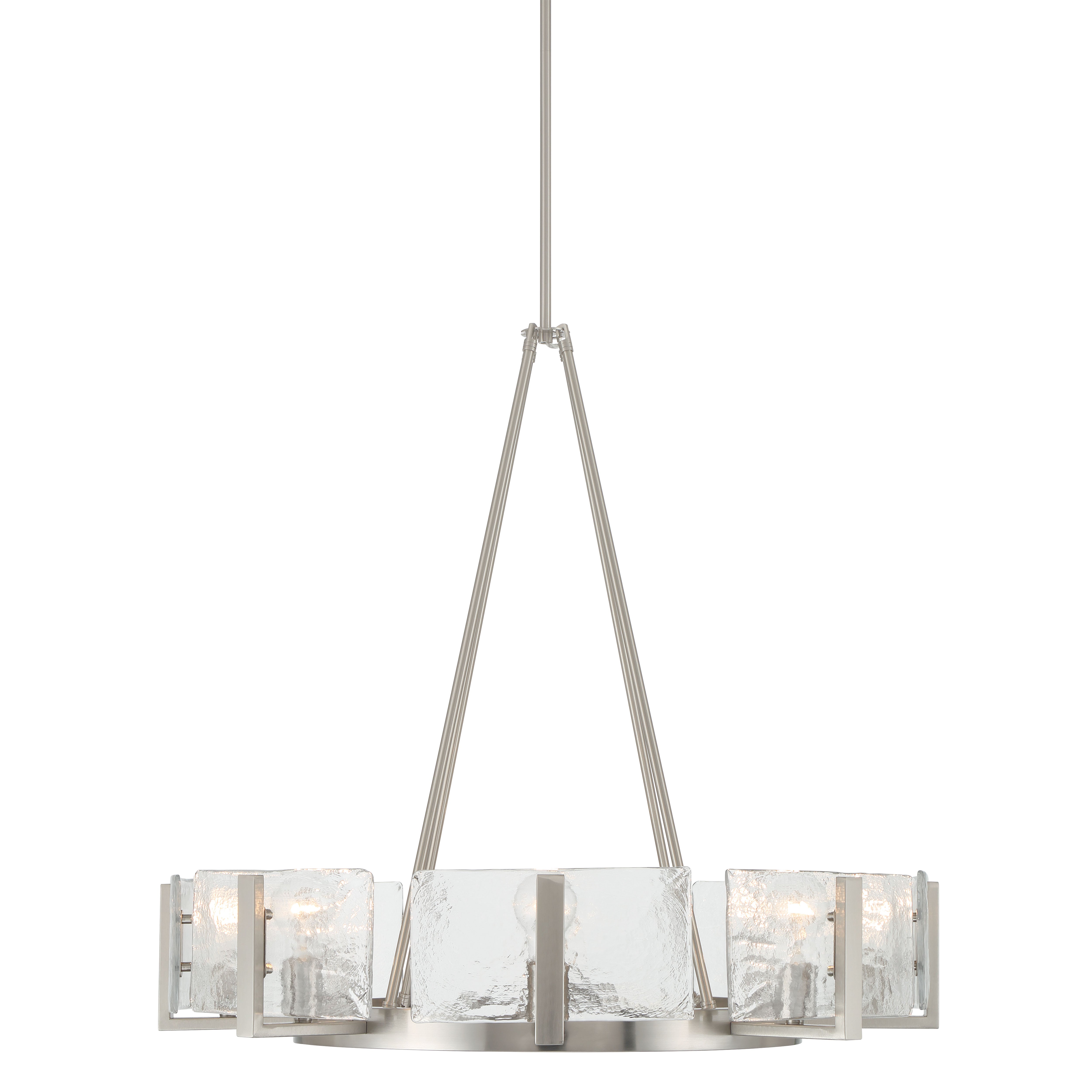 Aenon 8-Light Chandelier in Pewter with Hammered Water Glass - - Golden Lighting