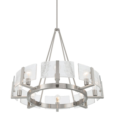 Aenon 8-Light Chandelier in Pewter with Hammered Water Glass - - Golden Lighting