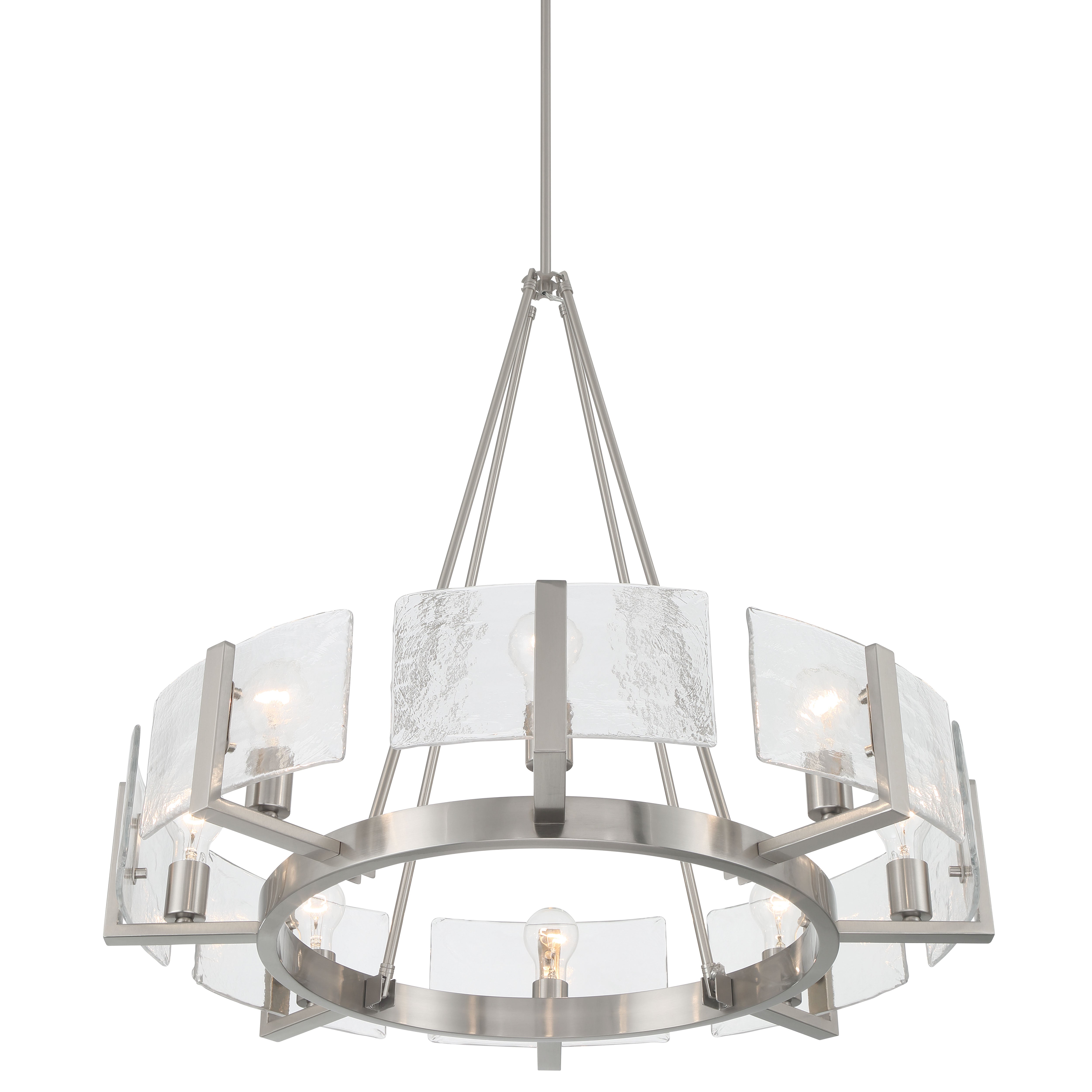 Aenon 8-Light Chandelier in Pewter with Hammered Water Glass - - Golden Lighting