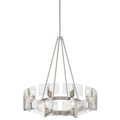 Aenon 8-Light Chandelier in Pewter with Hammered Water Glass - - Golden Lighting