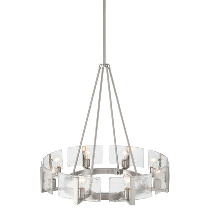 Aenon 8-Light Chandelier in Pewter with Hammered Water Glass - - Golden Lighting