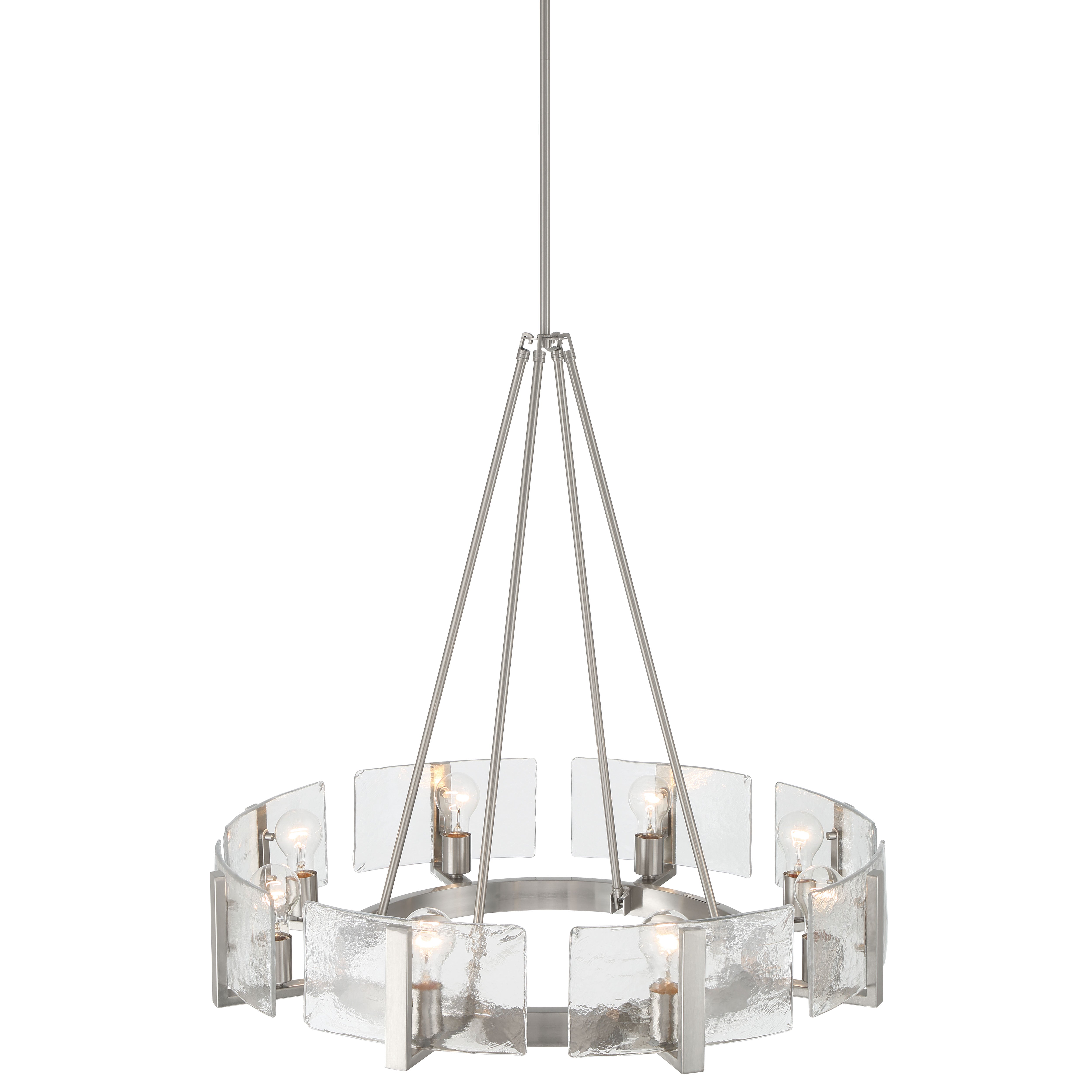 Aenon 8-Light Chandelier in Pewter with Hammered Water Glass - - Golden Lighting
