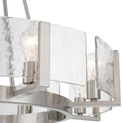 Aenon 8-Light Chandelier in Pewter with Hammered Water Glass - - Golden Lighting