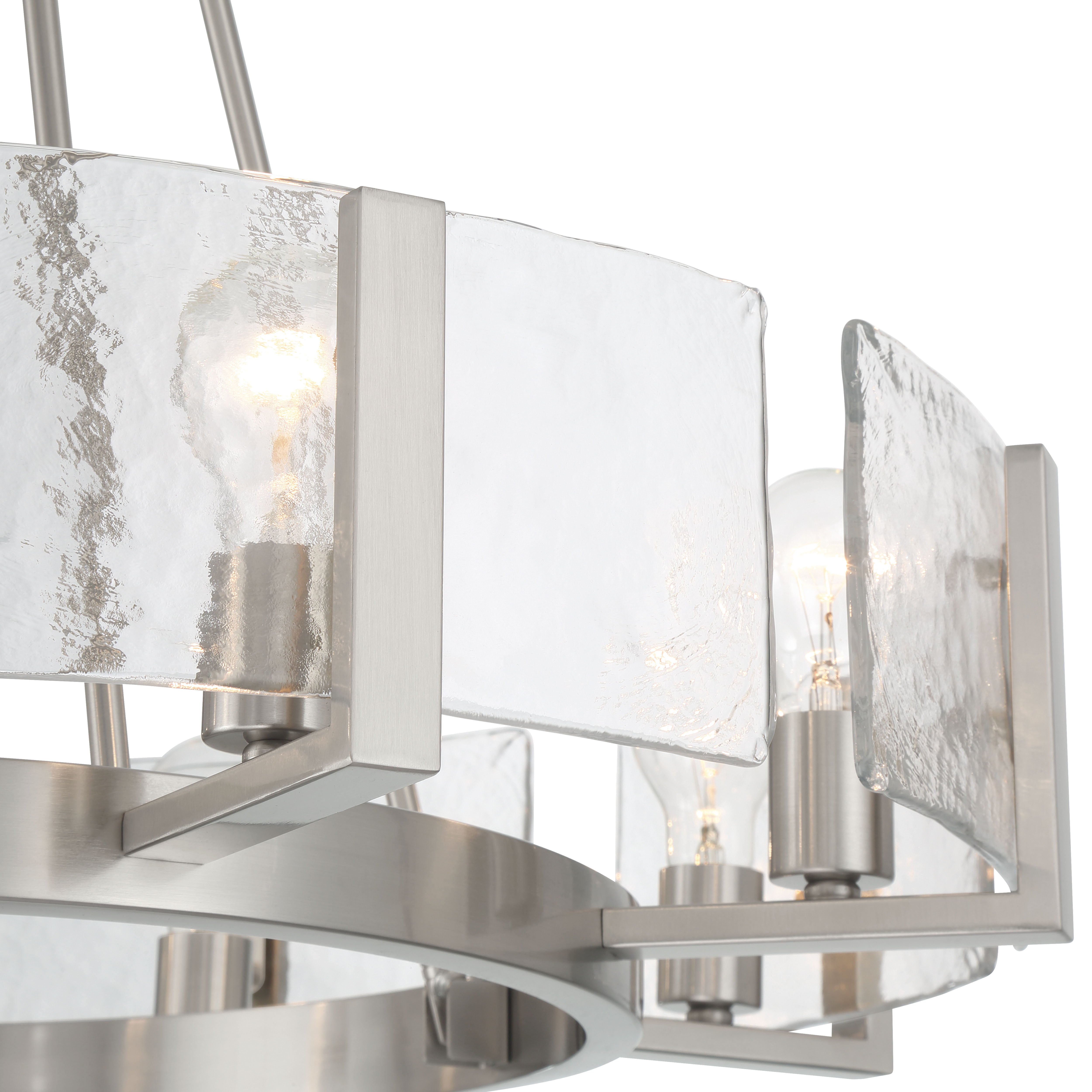 Aenon 8-Light Chandelier in Pewter with Hammered Water Glass - - Golden Lighting