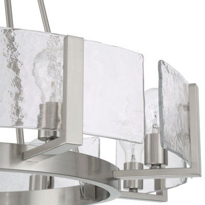 Aenon 8-Light Chandelier in Pewter with Hammered Water Glass - - Golden Lighting