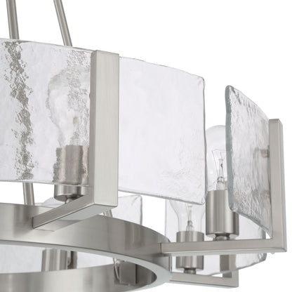 Aenon 8-Light Chandelier in Pewter with Hammered Water Glass - - Golden Lighting