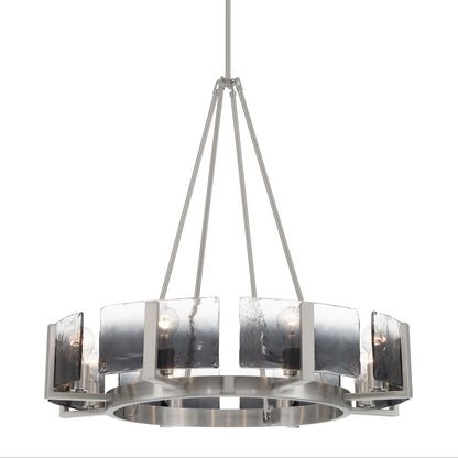 Aenon 8-Light Chandelier in Pewter with Smokey Water Glass - - Golden Lighting