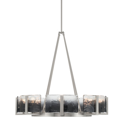 Aenon 8-Light Chandelier in Pewter with Smokey Water Glass - - Golden Lighting