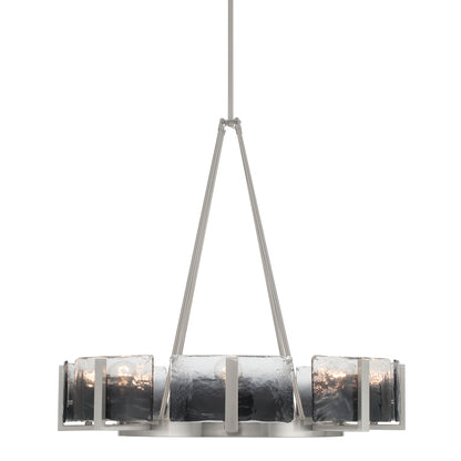 Aenon 8-Light Chandelier in Pewter with Smokey Water Glass - - Golden Lighting