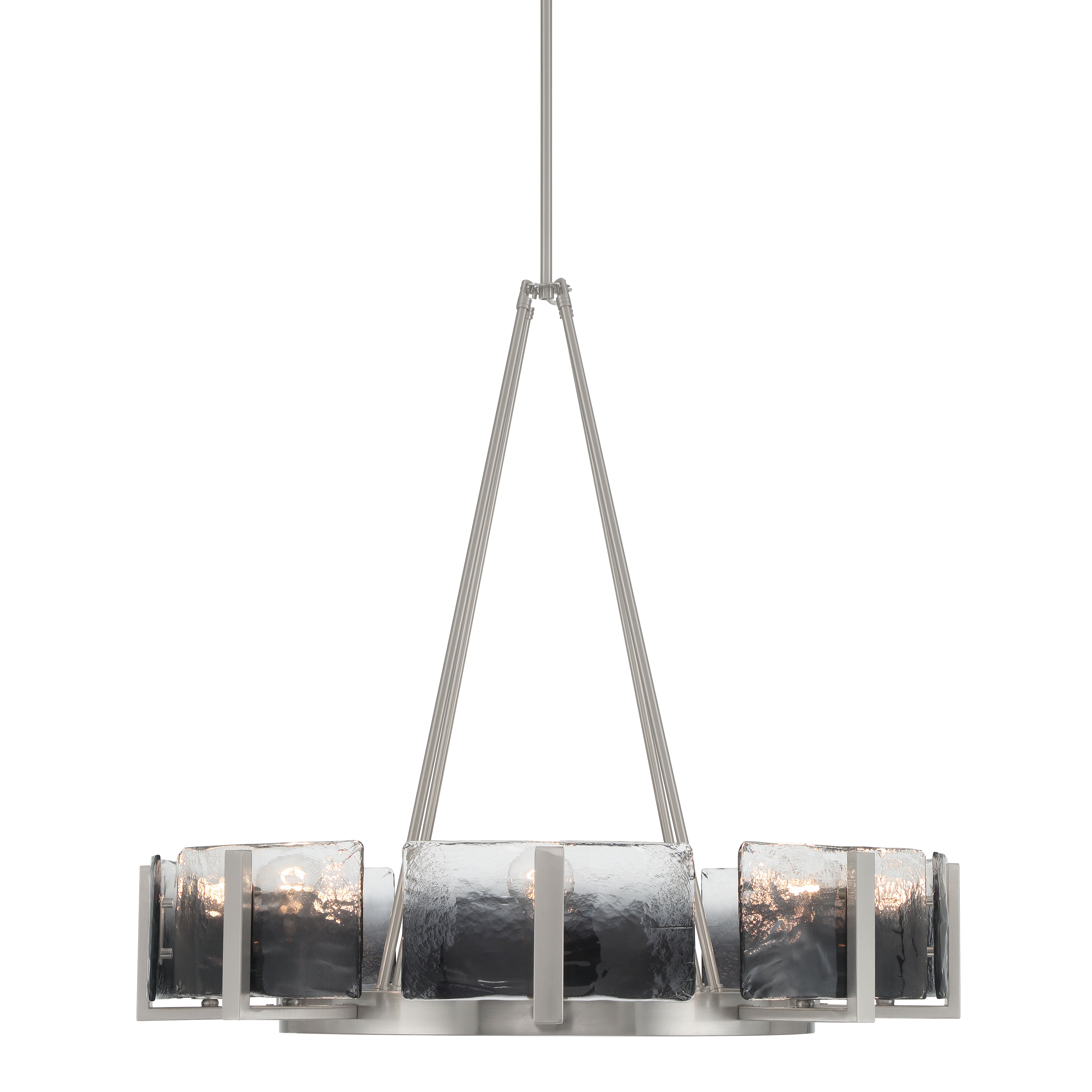 Aenon 8-Light Chandelier in Pewter with Smokey Water Glass - - Golden Lighting