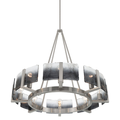 Aenon 8-Light Chandelier in Pewter with Smokey Water Glass - - Golden Lighting