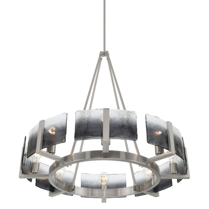 Aenon 8-Light Chandelier in Pewter with Smokey Water Glass - - Golden Lighting