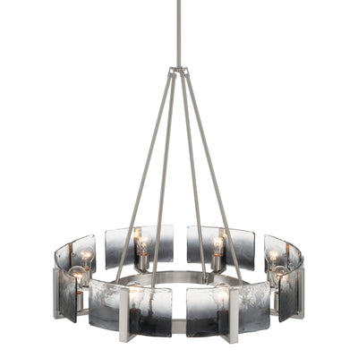 Aenon 8-Light Chandelier in Pewter with Smokey Water Glass - - Golden Lighting