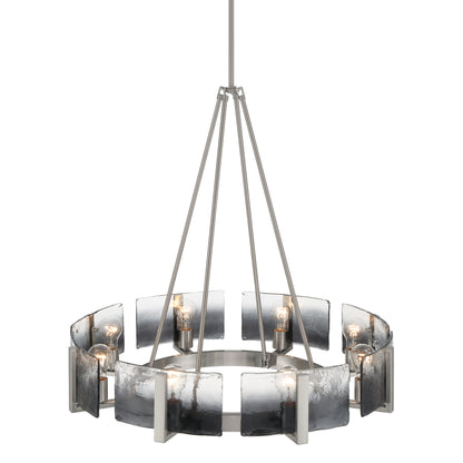 Aenon 8-Light Chandelier in Pewter with Smokey Water Glass - - Golden Lighting