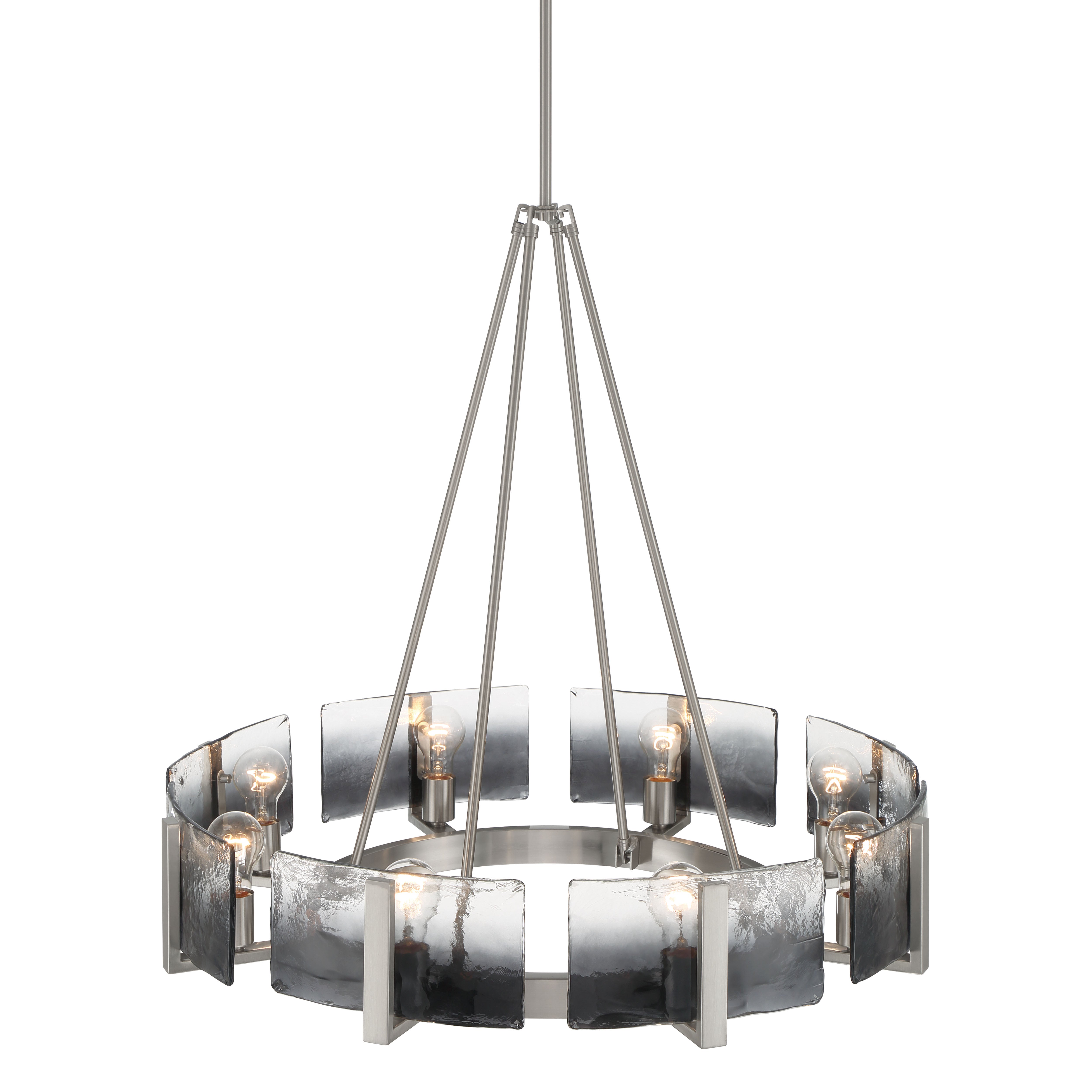 Aenon 8-Light Chandelier in Pewter with Smokey Water Glass - - Golden Lighting
