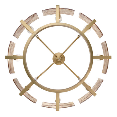 Aenon 8-Light Semi-Flush Mount in Brushed Champagne Brass with Amber Water Glass - - Golden Lighting