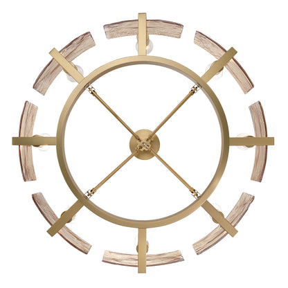 Aenon 8-Light Semi-Flush Mount in Brushed Champagne Brass with Amber Water Glass - - Golden Lighting